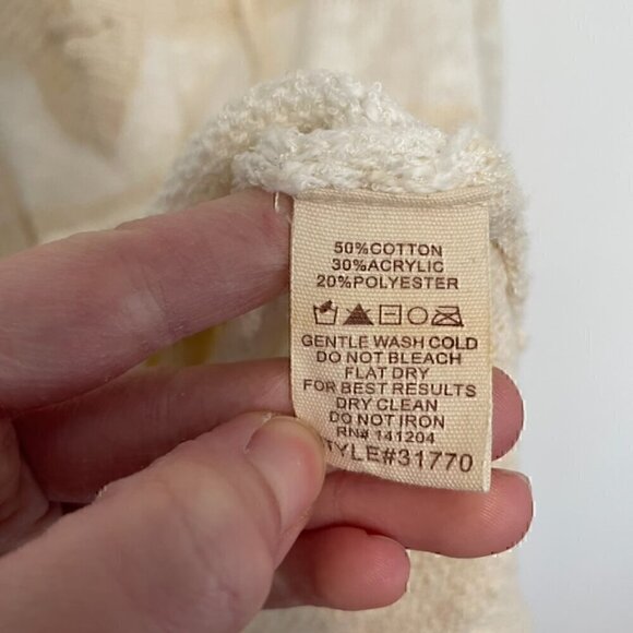 HEM & THREAD ALTAR'D STATE Cream White Striped Lace Up Knit Pullover Sweatshirt - Picture 11 of 14